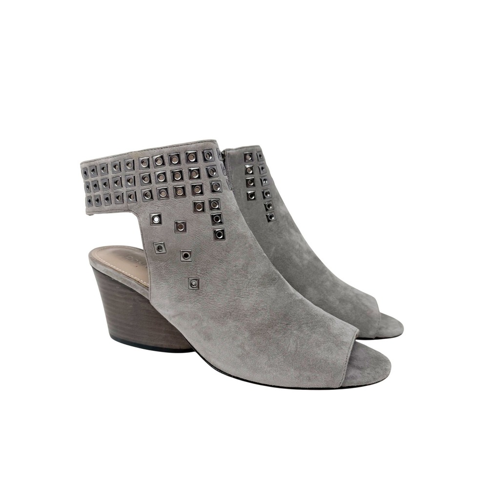 Donald Pliner Janesp Peep-toe Booties Grey Suede with Stud‎ Details 8.5